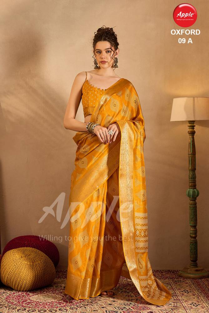 Oxford 09 By Apple Silk Blend Daily Wear Printed Sarees Wholesale Price In Surat
